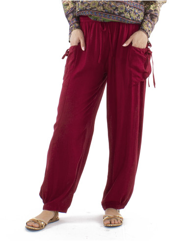 91% viscose 9% linen pants with pockets and elastic bottom