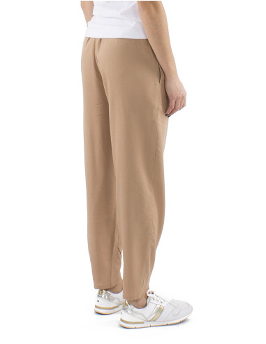 54% linen 46% viscose pants with 2 pockets and elastic belt
