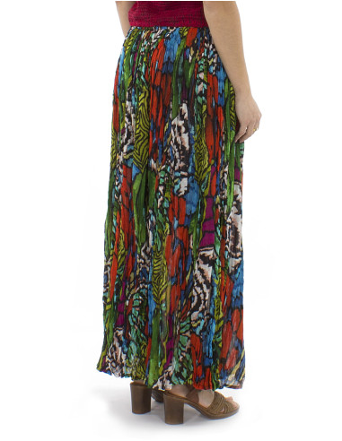 Jupe coton froissé voile imprimé Sauvage