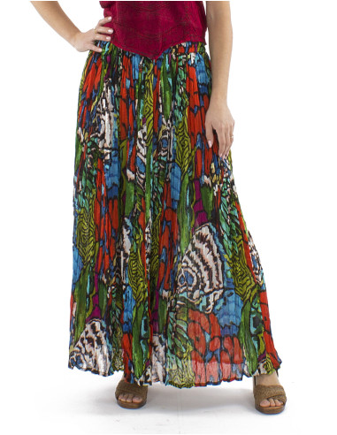 Jupe coton froissé voile imprimé Sauvage