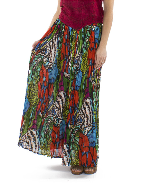 Jupe coton froissé voile imprimé Sauvage