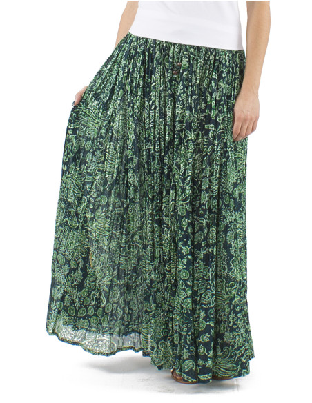 Cotton voile wrinkled skirt with Herma print