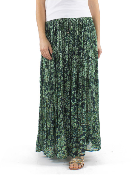 Cotton voile wrinkled skirt with Herma print