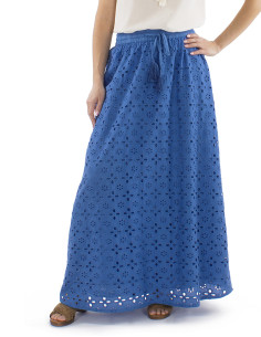Cotton long plain straight skirt with lining 2