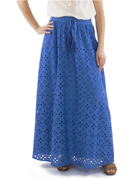 Cotton long plain straight skirt with lining