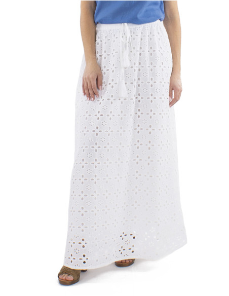 Cotton long plain straight skirt with lining