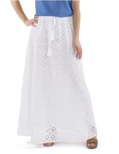 Jupe coton unie droite longue doublée