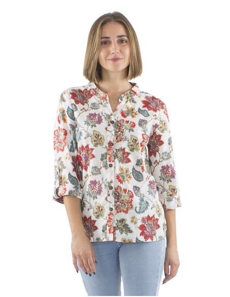 Cotton blouse with Indien print