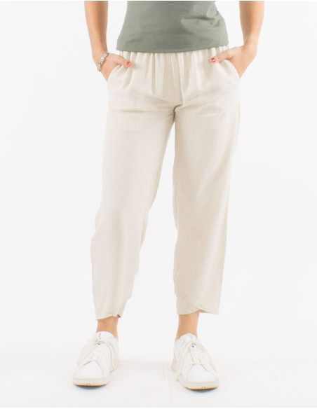 Pantalon 54% Lin 46% Viscose avec poches