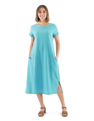 Long cotton sw dress with short sleeves