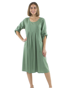 54% linen 46% viscose loose dress with short sleeves 2