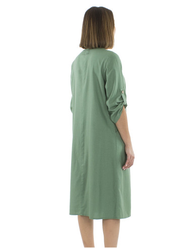 54% linen 46% viscose loose dress with short sleeves