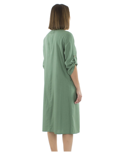 54% linen 46% viscose loose dress with short sleeves
