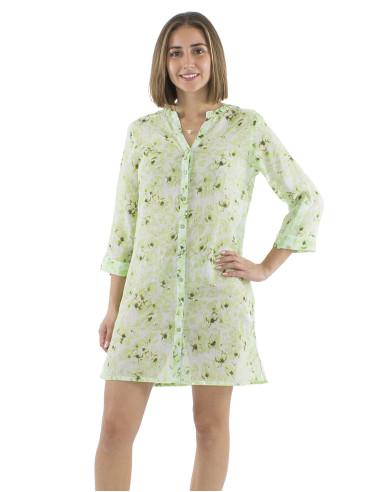 Cotton tunic dress with 3/4 sleeves and Bali24 print