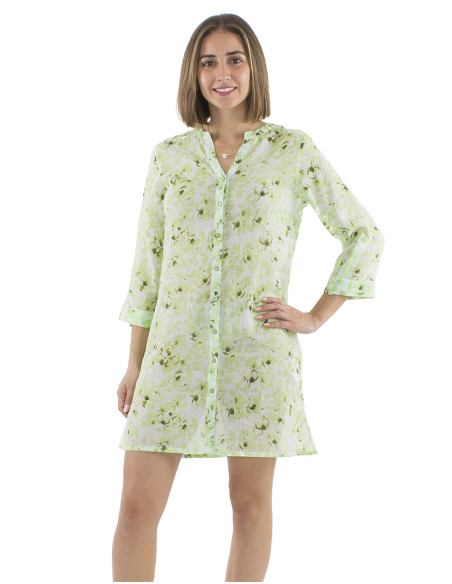 Cotton tunic dress with 3/4 sleeves and Bali24 print