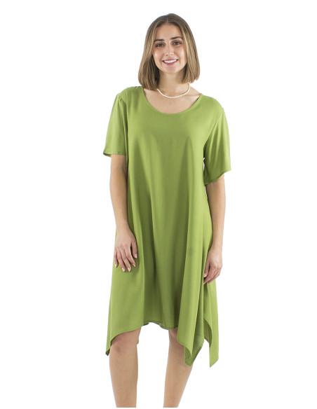 Viscose plain dress with mama short sleeves