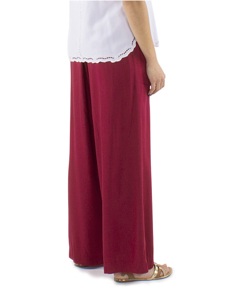 Viscose plain straight pants with elastic size