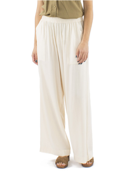 Viscose plain straight pants with elastic size
