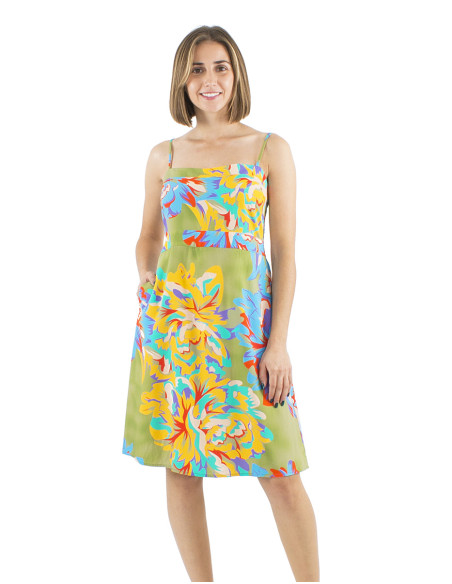 Robe viscose bretelles imprimé Camélia