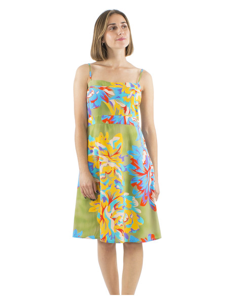 Robe viscose bretelles imprimé Camélia