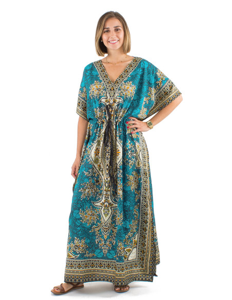 Long kaftan polyester printed dress