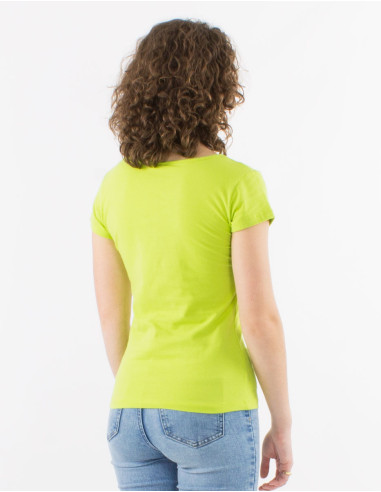 95% cotton 5% elastane plain tee shirt with short sleeves