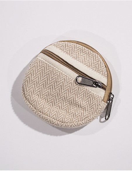 Cotton round 2 zips purse with lining