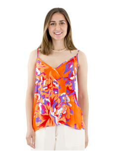 Viscose top with straps and Camelia print 2