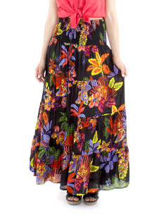 Viscose skirt with ruffles and Hawaiian print 2