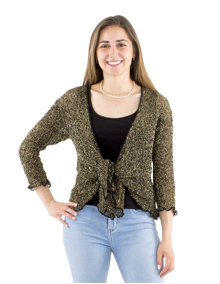 Veste maille 95% polyester avec 5% fil métallique