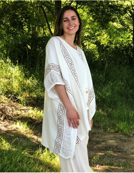 Cotton rustic poncho jacket