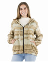 Blouson acrylique châle zip Jacquart lignes