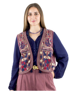 Gilet coton brodé avec miroirs