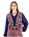 Gilet coton brodé avec miroirs