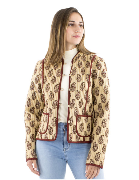 Veste matelassée coton imprimée Batik interieur uni