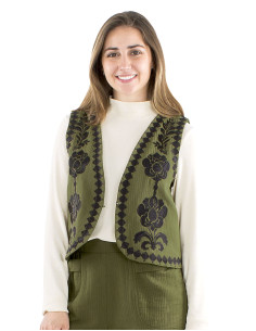 Gilet coton brodé doublé coton 2