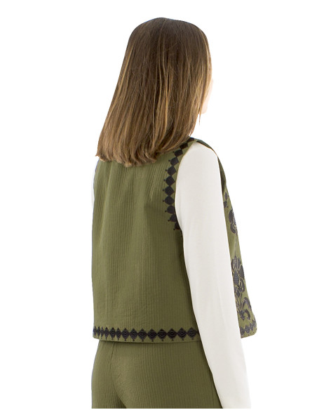 Cotton embroidered waistcoat with cotton lining