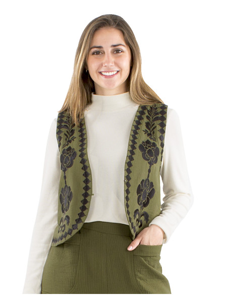 Cotton embroidered waistcoat with cotton lining