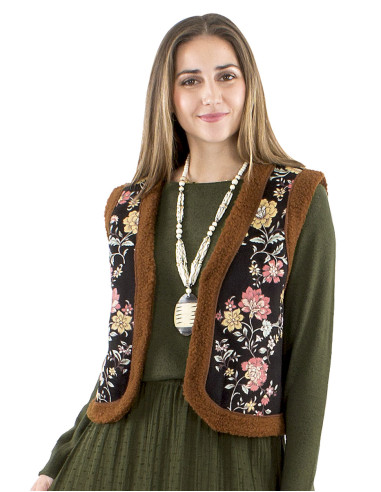 Knitted polyester printed waistcoat with lining