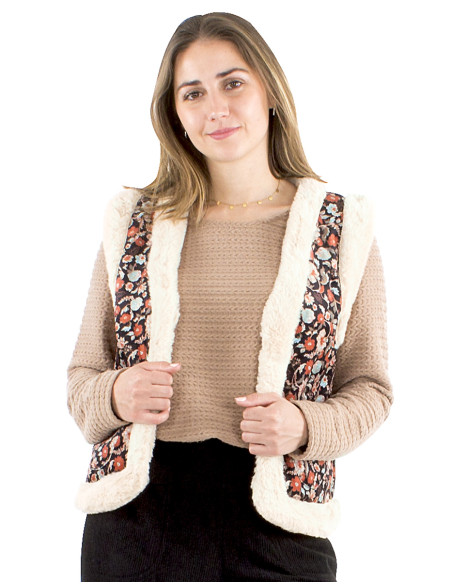 Knitted polyester printed waistcoat with lining and buttons