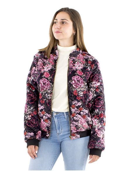Blouson maille polyester matelassé imprimé Sakura