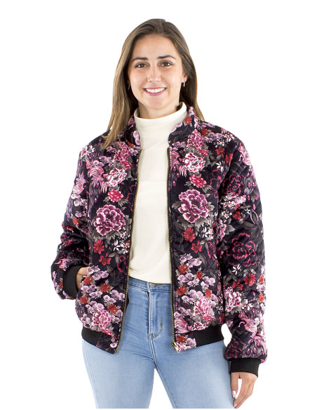 Blouson maille polyester matelassé imprimé Sakura