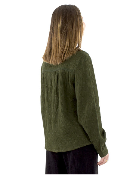 Gauze cotton embroidered blouse