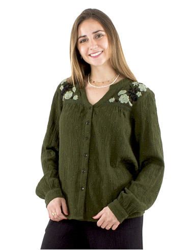 Gauze cotton embroidered blouse