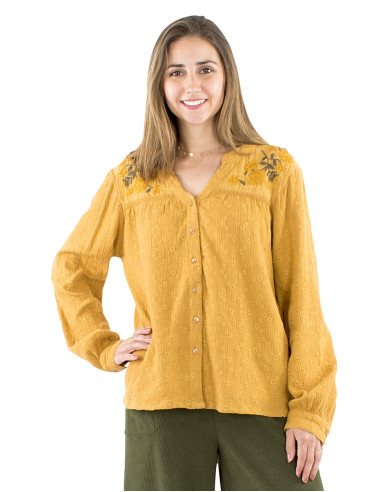 Gauze cotton embroidered blouse