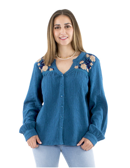 Gauze cotton embroidered blouse