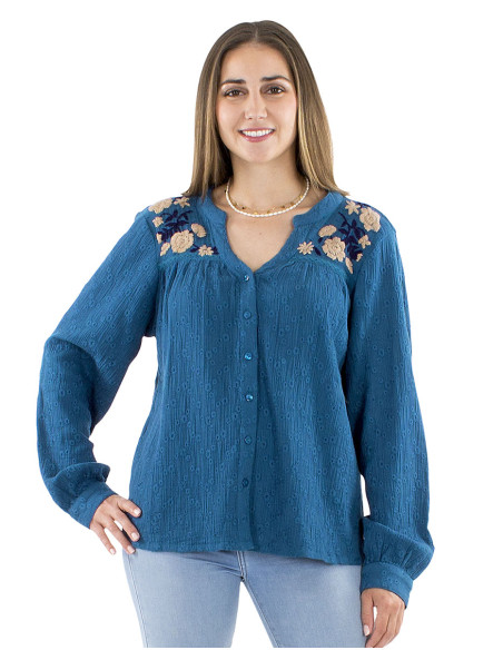 Gauze cotton embroidered blouse