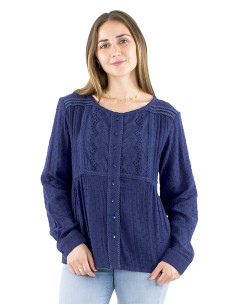 Chemisier coton uni gaze brodé 2