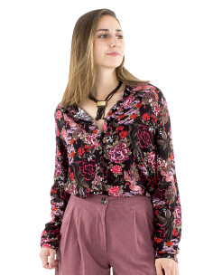 Viscose crepe buttoned blouse and Sakura print 2