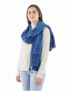 Châle coton épais pompons twill bordure tampons 2